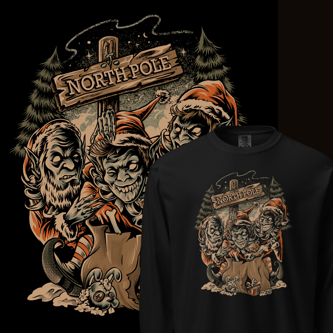 Evil Elves Long Sleeve Christmas Shirt – Creepy North Pole Holiday Tee