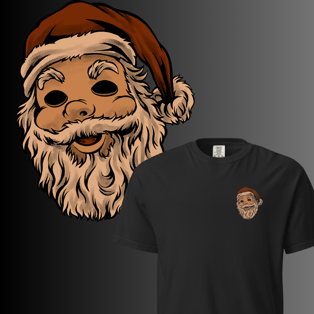 Vintage Santa Mask Horror Tee – Retro Christmas T‑Shirt