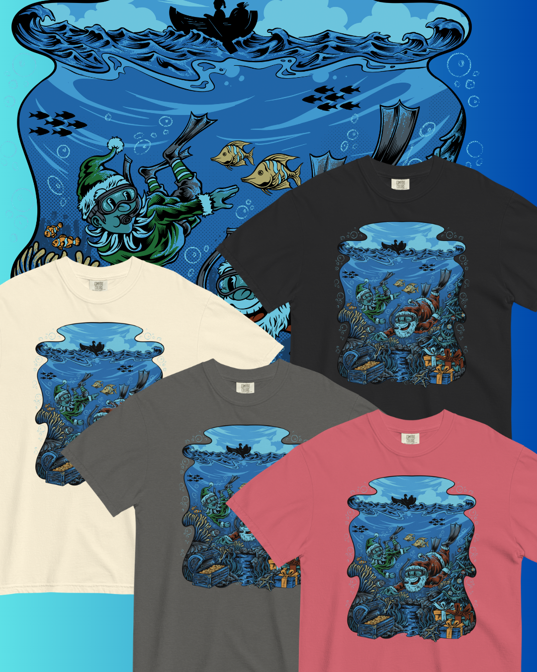 Snorkelin' Santa: Reef's Greetings Tee
