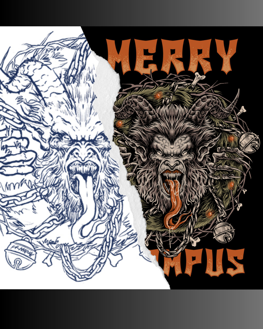 Merry Krampus Tee: Yuletide Horror is Coming to Town