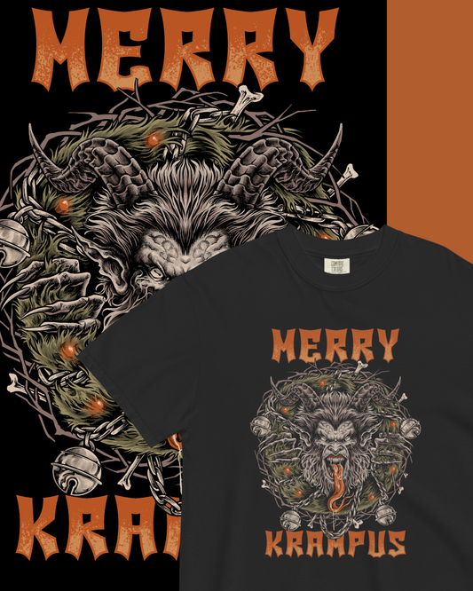 Merry Krampus Tee: Yuletide Horror is Coming to Town | Comfort Colors Tee