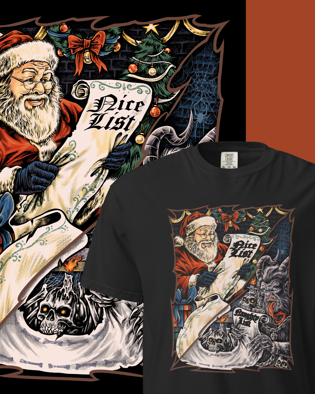 Santa’s Naughty & Nice Showdown Tee  Comfort Colors Tee