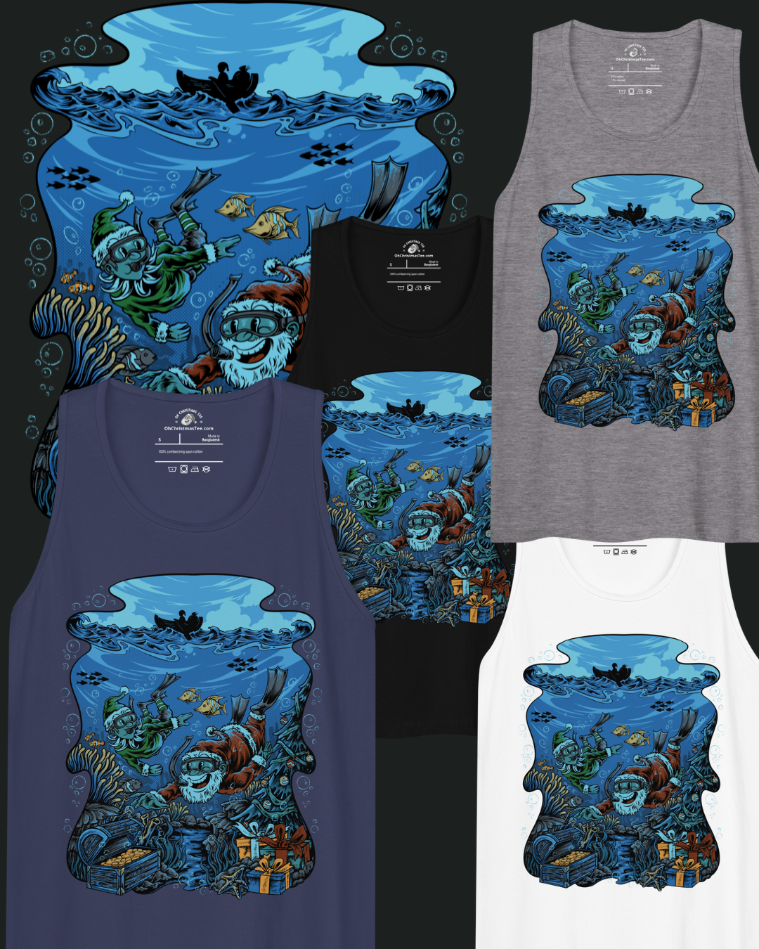 Snorkelin' Santa Tank: Reef's Greetings