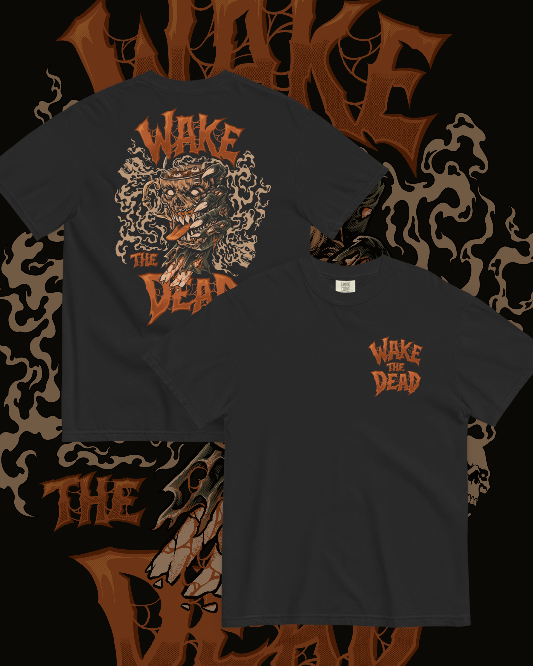 Wake The Dead Coffee T-Shirt (Double-Sided Print)